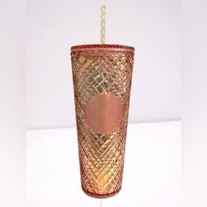 NWT Starbucks Holiday 2021 Rose Gold Jeweled Tumbler